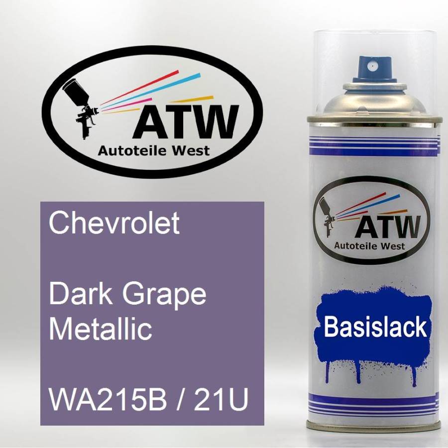 Chevrolet, Dark Grape Metallic, WA215B / 21U: 400ml Sprühdose, von ATW Autoteile West.